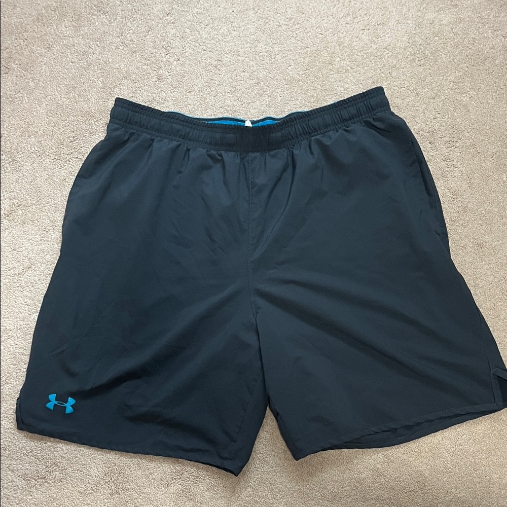 Under Armour Men's Dark Gray and  Turquoise Blue Athletic Shorts Size XL Loose